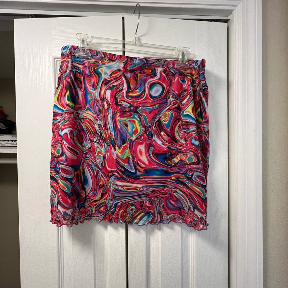 Colorful Abstract Mini Skirt - Picture 2 of 4